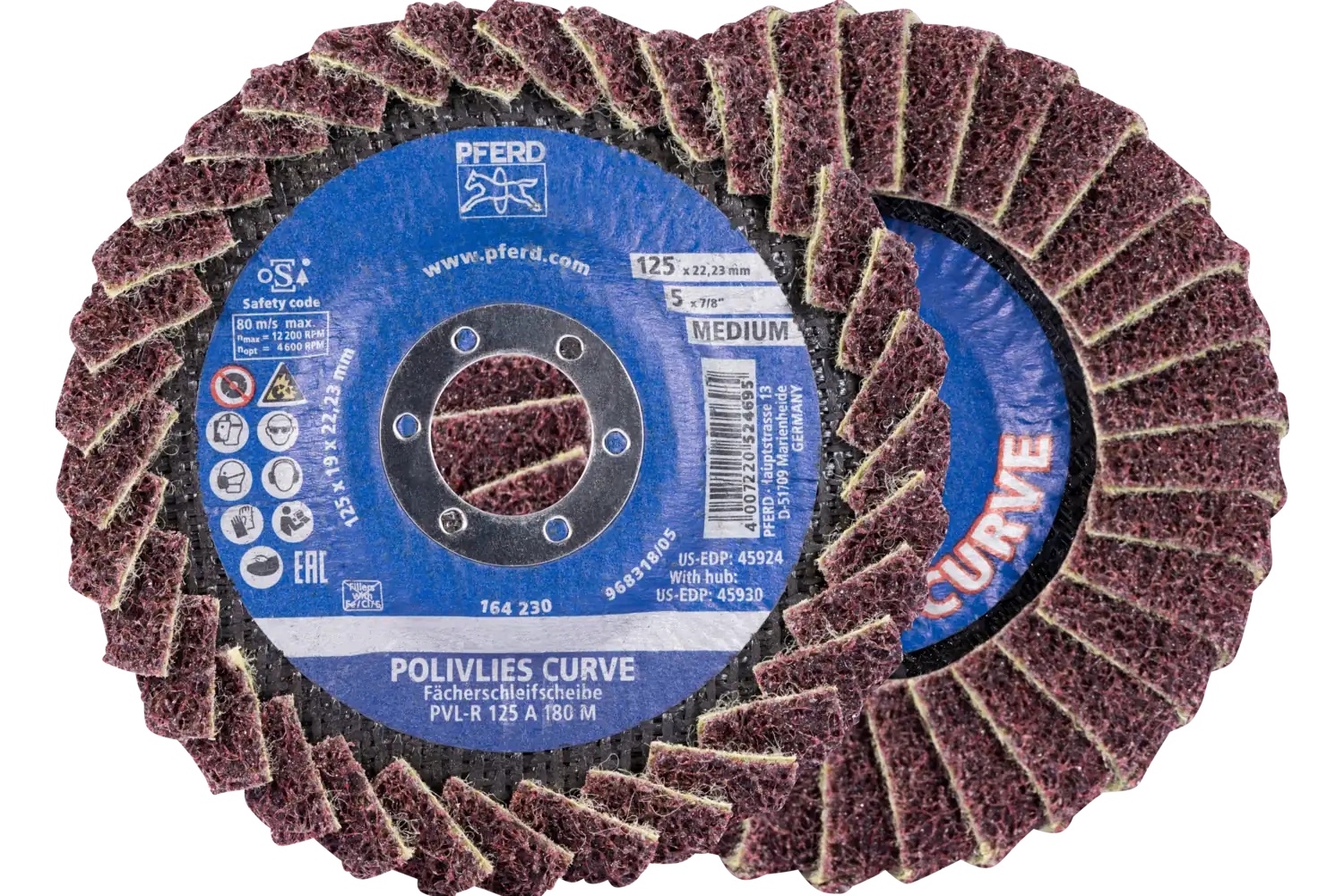 Picture of Pferd Flap Disc, PVL-R, Polivlies® Curve, 5" x 7/8, Medium, Aluminum oxide